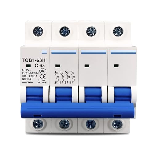 Mini disjoncteur 4P AC type C 50A pour tableau électrique triphasé - 4