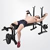 5 in 1 Weight Bench for Arm Leg Back Abs Pectoral Muscle, Backrest Angle Adjustable, Bench Press Set with Barbell Rack Max Weight Bearing 600Lbs