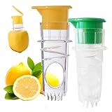 Lemon Mini Squeezer, Screw-Top Lemon Squeezer Manual Juice Extractor with Built-In Filter Orange Citrus Press, Squeeze Lime for Cocktails, Drinks (1+1)