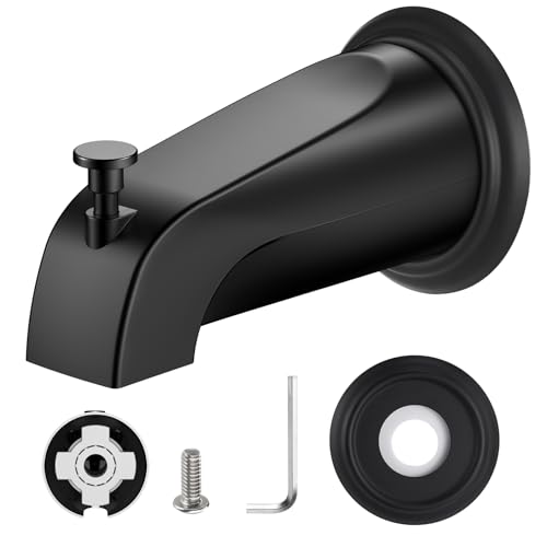 Tub Spout with Diverter Slip-Fit Bathtub Faucet Replacement for 1/2 Copper Pipe Includes Metal Cover Ring (Matte Black)