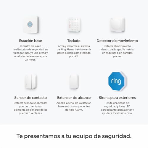 Kit Ring Alarm XL + caméra intérieure + sirène extérieure | Alarme maison sans fil connectée, système de sécurité | Abonnement Ring Home à souscrire séparément