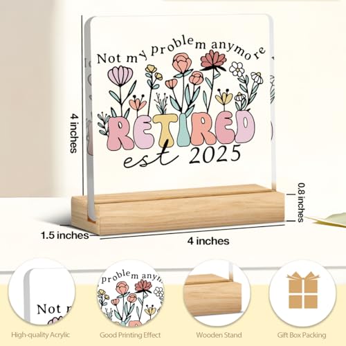 Image of Retirement Gifts for Women 2025 Acrylic decoration Retired Woman Not My Problem Anymore Cup Farewell Good Luck Gift to Mom, Wife, Sister, Boss, Coworker, Teacher, Nurse