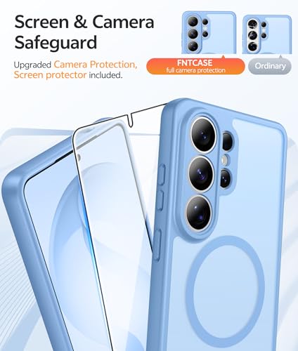 Image of FNTCASE for Samsung Galaxy S26-Ultra Case: [Fit for Magsafe] [Full Camera Protection] Translucent Matte Cases with [Screen Protector] Military Grade Shockproof Protective Phone Cover - Light Blue
