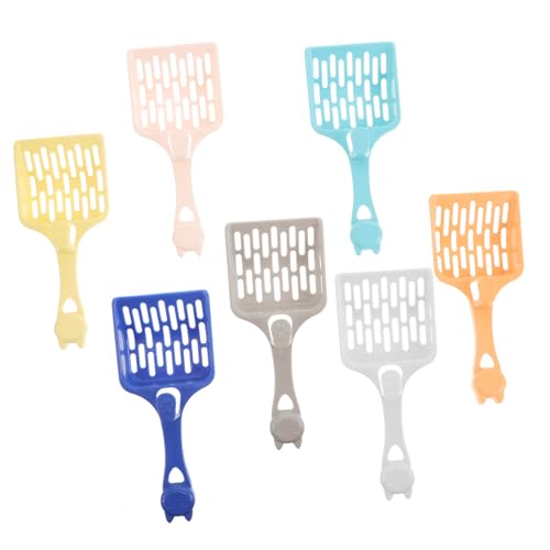 Abaodam 7Pcs Lightweight Plastic Cat Litter Scoop Ergonomic Long Handle Pet Litter Shovel for Easy Waste Separation and Effortless Cleaning Home Use