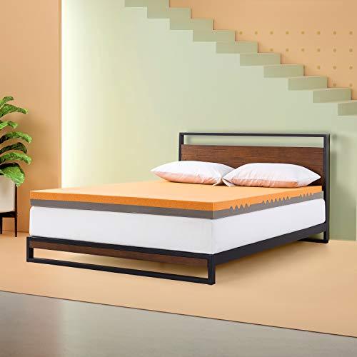 Zinus – 4 Inch TorsoTec Gel-Infused Copper Memory Foam Mattress Topper/Pressure Relieving Design/Antimicrobial