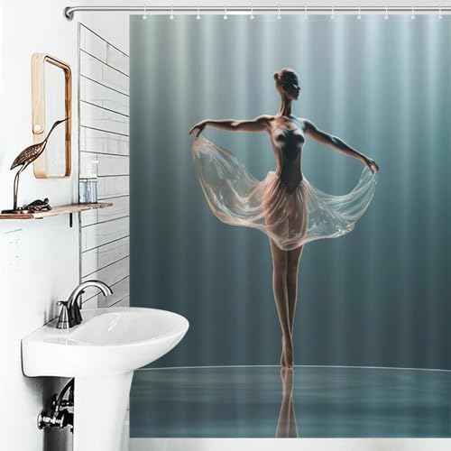Rideau de douche polyester anti-rouille lavable motif danse