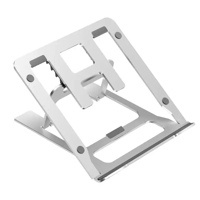 Image of Height Adjustable Double Raiser Folding Aluminium Laptop Cooling Stand Desk Laptop Stand Portable