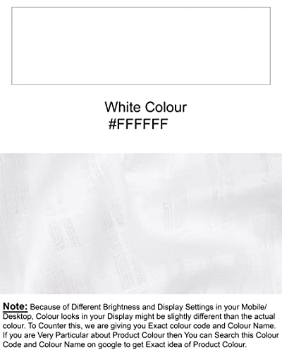 Image of FRENCH CROWN Men's White Linen Regular Fit Textured Full Sleeves Casual Shirt