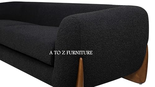 Image of A to Z Furniture Classic Chesterfield Sofa Set Luxury Chesterfield Sofa in for Home Living Room & Office (3 Seater Sofa Black Towel febrick)