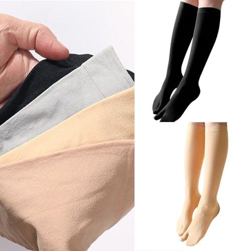 Women's Thin Silk Split Toe Over the Calf Socks Elastic Cuffs Knee Length Solid Color Two Toe Stockings For Daily Wear2