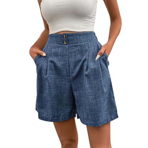 Bermuda de travail uni pour femme à jambes larges et poches
