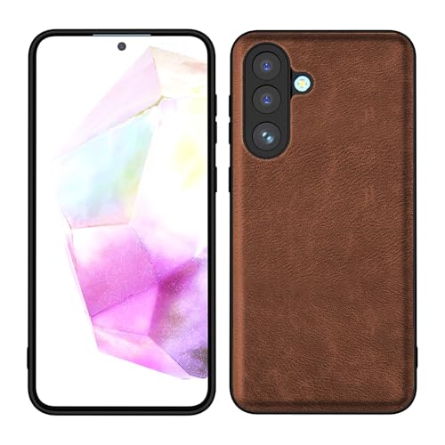 Image of Kapa Tux Leather Back Cover for Samsung Galaxy M56 | Slim Shockproof Camera Protection Bumper Case (Brown)