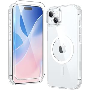 FNTCASE for iPhone 15 Case: for iPhone 14 | iPhone 13 Case Support Magnetic Charging Military Grade Drop Protection Anti Yellowing | Rugged Shockproof Phone Cover – 6.1 inch (A-Clear)