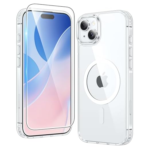 FNTCASE for iPhone 15 Case: for iPhone 14 | iPhone 13 Case Support Magnetic Charging Military Grade Drop Protection Anti Yellowing | Rugged Shockproof Phone Cover - 6.1 inch (Clear)