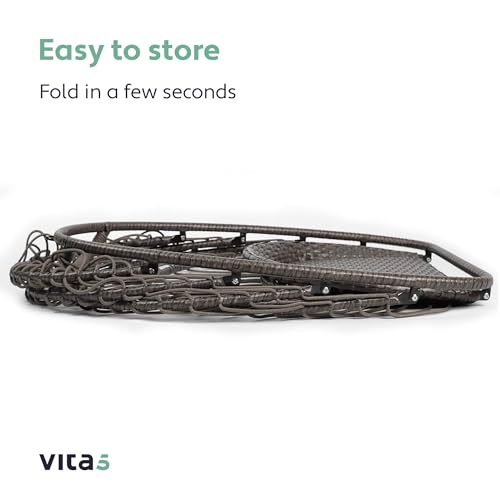 Vita5 Hanging Egg Chair Indoor&Outdoor - Swing Chair with Frame Polyrattan with Cushion - Hanging Chair Outdoor and Indoor - Foldable Hammock Chair - Maximum Load 150kg - Light grey - Image 4