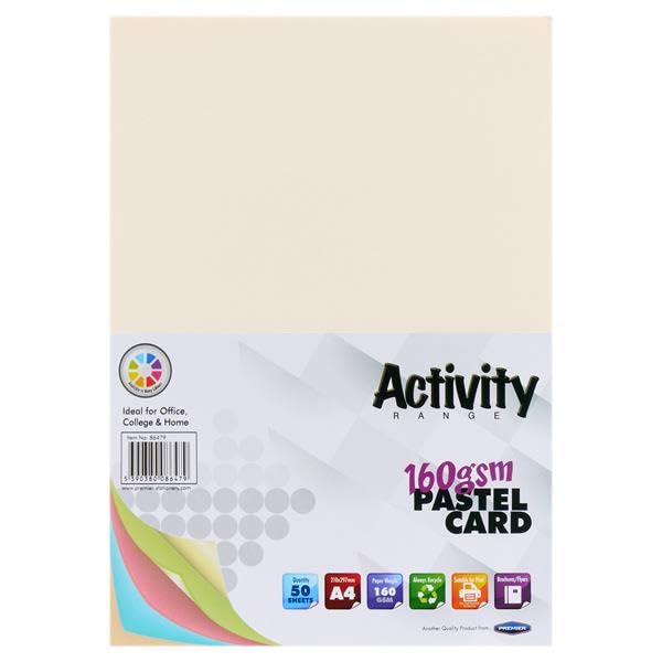 (Pack of 50) A4 160gsm Coloured Craft Card Suitable for Most Printers Perfect for Arts & Crafts - Rainbow Pastel
