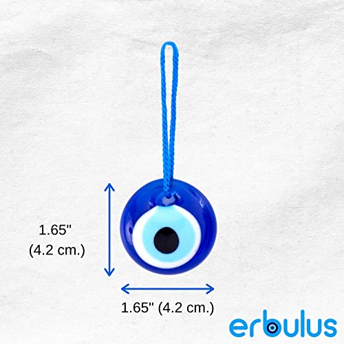 Erbulus Turkish Glass Blue Evil Eye Beads - 12 pcs 1.6" (4.2cm) Bulk Pack - Evil Eye Ornament Protection Charm - Turkish Nazar Boncuk Talisman - Home Decor Amulet - Wedding Favor in a Box