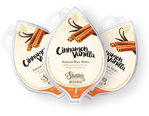 Cinnamon Vanilla Natural Soy Wax Melts 3 Pack - 3 Highly Scented 3 Oz. Bars - Made with 100% Soy and Natural Fragrance Oils - Phthalate & Paraffin Free, Vegan, Non-Toxic