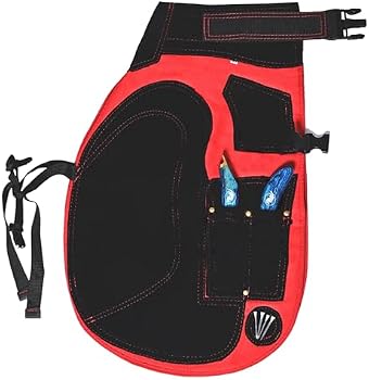 EQUESTRIAN STORE Tablier Maréchal-Ferrant Cuir Vrai 75cm - 4 Poches, Aimant, Réglable Taille 59-75cm