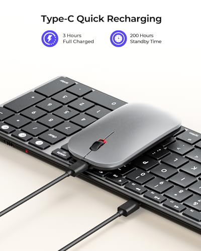 Image of seenda Bluetooth Keyboard and Mouse Combo for Mac, SKM64-2 Rechargeable Silent Wireless Keyboard Mouse Compact Slim, 3 Multi-Device Connection, Compatible for Mac MacBook Pro /Air iPad, Black & Silver