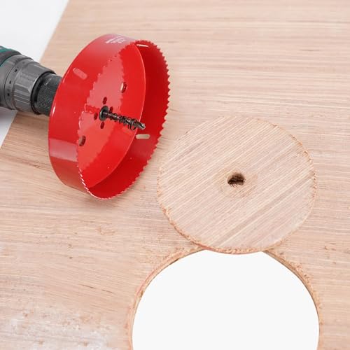 HYCHIKA 6-1/4 Inch/159mm Hole Saw,Bi-Metal Cutter Hole Max Cutting Depth 32mm with 1 Arbor Drill Bit for Wood Cutting Cornhole Plastic Drywall Boards Fiberboard