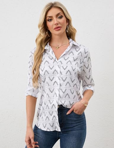 BBIBBI Womens Professional Tops Long Sleeve Button Up Shirt Blusas Casuales De Mujer Bonitas Work Blouses for Women V Letter M