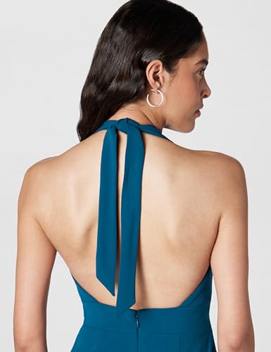 Image of Dress The Population Womens Vanessa Deep Plunge Neckline Halter Bodycon Midi Dress