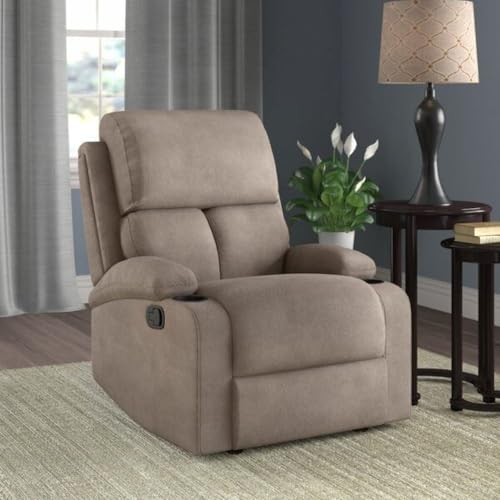 Image of Torque Fabio 1 Seater Fabric Recliner with Cup Holder Grey | Manual Recliner Sofa 1 Seater for Valentine's Day Gifts| Recliner Chair for Home Office Work Study