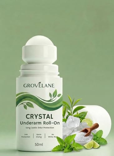 Image of Crystal Underarm Roll On with Aloe Vera | Natural Alum | Brightens Dark Underarms, Kills Bacteria | Reduces Pigmentation, 0% Alcohol & 0% Aluminium | Men & Women (PACK OF 1)