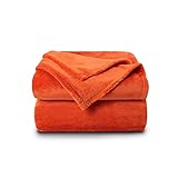 NANPIPER Fleece Blankets Super Soft Flannel Queen Size Blanket for Bed Luxury Cozy Microfiber Plush Fuzzy Blanket,Orange