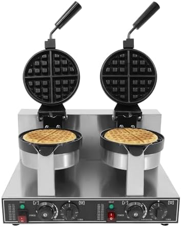 2400W Commercial Electric Burger Waffle Maker, Stainless Steel Nonstick Ice Cream Burger Machine with Adjustable Time & Temperature Control for Perfectly Cooked Waffles and Burgers