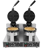 HAPPCUCOE Waffle Maker,2400W Double Head Waffle Maker Machine,Stainless Steel Non-Stick Waffle Ma...