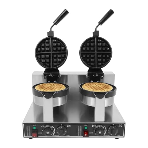 Commercial Waffle Maker, Double Heads Waffle Maker, 2400W Non-Stick CommercialWaffle MakerFor Bakery, Restaurant, Snack Bar or Household