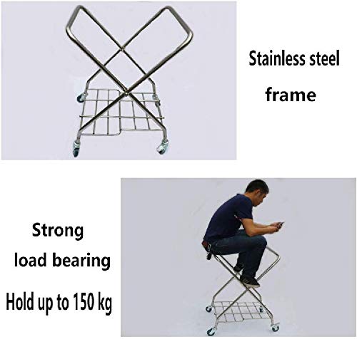 DFEDHF Movable Trolleys, Household Serving Cart Heavy-Duty Laundry Hamper Sorter Cart with Bags, Foldable Hotel Cleaning Collector Service Trolley on Wheels/Blue/65 * 55 * 90Cm(Blue-65 * 55 * 90Cm)