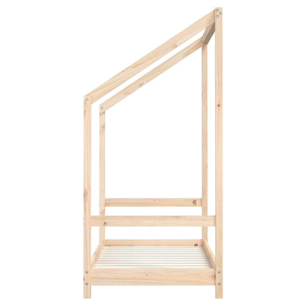 Kinderbett Massivholz Kiefer 70x140 cm mit Lattenrost Gitterbett für Kleinkinder 18 Monate bis 4 Jahre, unbehandeltes Holz Kinderzimmer Juniorbett Schlafplatz und Spielbereich