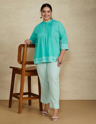 Image of Amazon Brand - Myx Women Cotton Rich Slim Pants (Available in Plus Sizes)