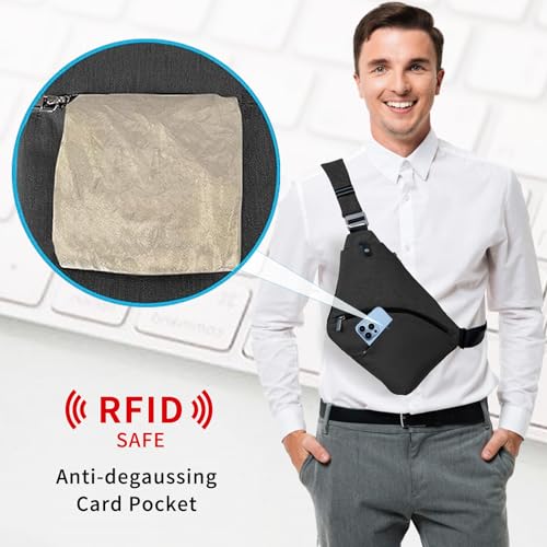 Image of OSOCE Crossbody Sling Bag, Water-Resistant Anti Theft Chest Pack, Minimalist Commuter Daypack for Travel Hiking Work