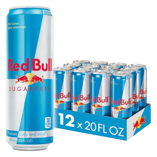 Image of Red Bull Sugar Free Energy Drink with 189mg Caffeine plus Taurine & B Vitamins, 20 Fl Oz, Pack of 12 Cans