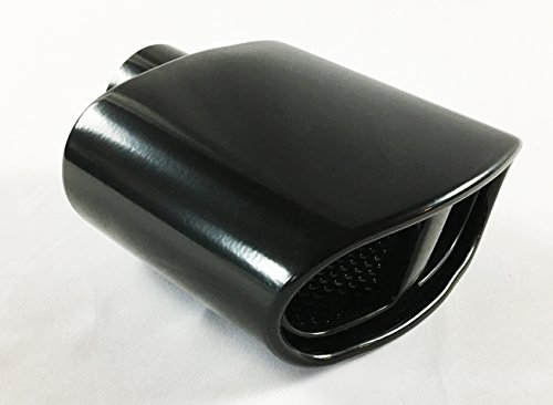 Exhaust Tip 2.25" Inlet 5.50 X 3.00" High 7.00" Long Double Wall Rolled Oval Split Resonated Black Stainless Steel Wsr55007-225-Bk-Rs-Ss Wesdon Exhaust Tip #TOP2