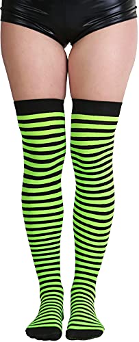 Image of ToBeInStyle Women's Opaque Hosiery Thin Striped Thigh High Long Stocking