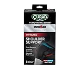 CURAD Performance Series IRONMAN Infrared Shoulder Support with Hot/Cold Therapy, Elastic, Adjustable Brace with Removable Reusable Gel Compress for Pain Management, Fits Right or Left Shoulder