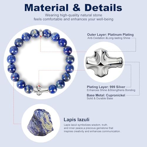 Pulsera masculina de piedras naturales 10mm ajustable miniatura 3