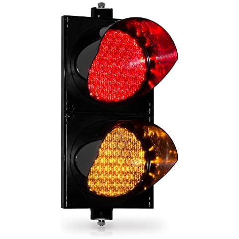 BBMI AC85-265V Red/Yellow 200mm(8inch) Traffic Light, Stop and Go Light, Led Traffic Signal Light, PC Housing Outdoor Waterproof IP65 Industrial, Cobweb Lens Led Warning Light. Cover
