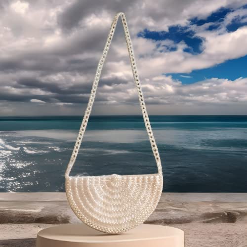 Tipsy Closet Vintage Elegant Hand-Crafted Pearl Beaded Stylish Bridal Purses Evening Clutch Bag For Women's & Girls (White) (Pack of 1) - Image 7