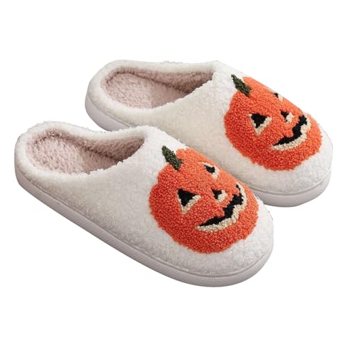 riou Halloween fantasma chinelos de casa para mulher homem quente confortáveis chinelos interior leves brancos antiderrapante sapatilhas de casa casual sapatos de casa, Laranja, 38/39 EU