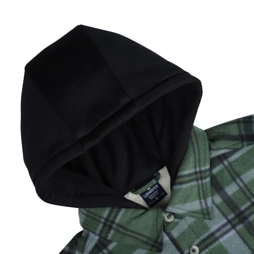 Image of LeeHanTon Mens Flannel Jackets Sherpa Lined Fleece Zip Up Winter Warm Workout Plaid Sweatshirt with Hood