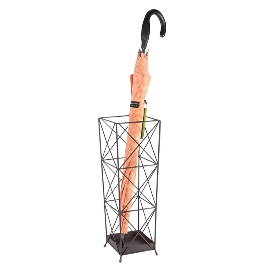 Soporte para paraguas de metal negro mate y diseño geométrico moderno