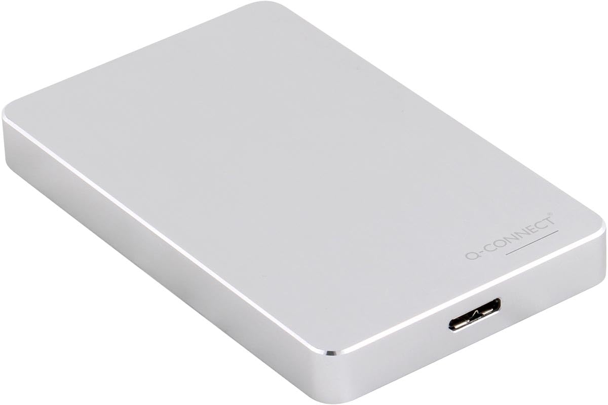 Q-Connect Disco Duro Externo portátil de 2 TB con Cable USB Plateado KF18084