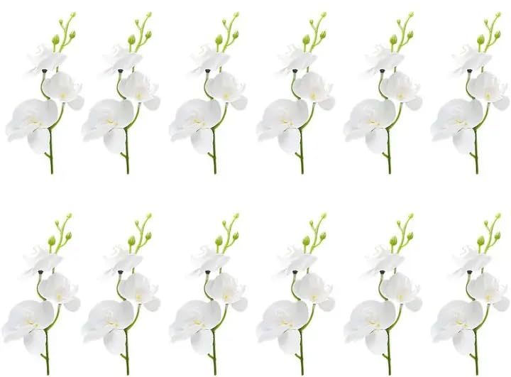 LARDUX 12 Pieces Artificial Flowers for Floating Candles Wedding Centerpiece Mini Orchid Flower Filler Vase Fillers for Wedding Dinning Table Party Home Bar Restaurant Decoration-Cream