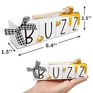 Bee tiered tray decor buzz mini wood blocks with faux honey spring summer farmhouse kitchen display bee lovers gift  urban country home decor